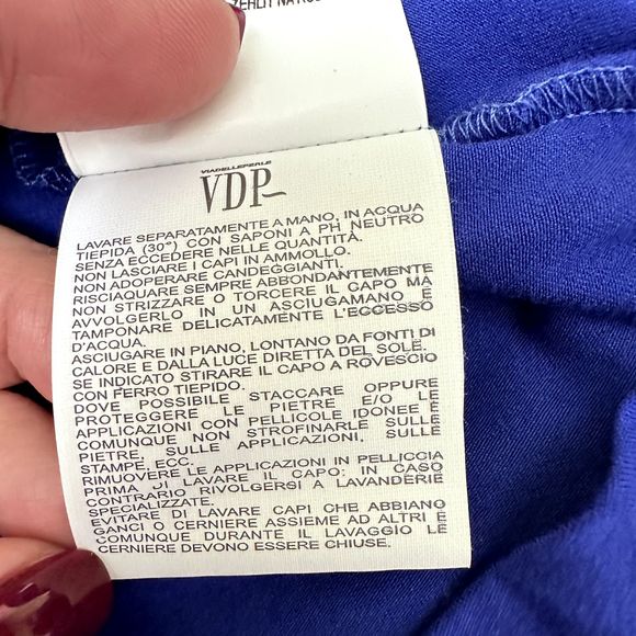 NWT VDP COLLECTION Womens Blue Loose Fit T-Shirt Top w/Crystals SZ 44/US M Italy - Picture 11 of 16